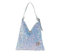 AiSi Sac fourre-tout à paillettes pour femmes et filles - Grande capacité - Sac à provisions brillant - Pochette de voyage, Étoile + bleu, 1