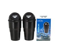 AISIBO Automotive Cup Holder Trash Can, Auto Mini Car Garbage Can Vehicle Rubbish Bins with Lid for Car Office Home Bedroom (2 Pack, Black)