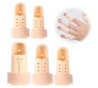 Aisikoo Lot de 5 attelles de doigts et protège-doigts en cas de blessure, protection du bout des doigts réglable, pour index, majeur et annulaire, attelle respirante, réutilisable