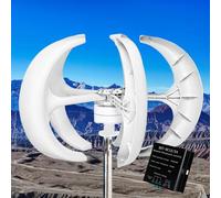 AISINILALAO 6000W 5 Lames éoliennes Verticales avec contrôleur, 12V 24V 48V pour la Maison à Basse Vitesse du Vent Démarrer sans Bruit Petite éolienne,12v