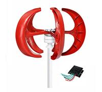 AISINILALAO Générateur À Aimant Permanent AC 9 000 W, 220 V, 48 V, 24 V, 12 V, 5 Pales, Kit D'éolienne avec Contrôleur pour Système Solaire Éolien Hybride (Rouge),12v