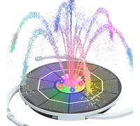 AISITIN 5,5W LED Fontaine Solaire Exterieure de Jardin avec Batterie 3000mAh, Pompe Flottante avec Divers Effets de Pulvérisation, avec Boule de Cristal Rotative pour Extérieur Jardin