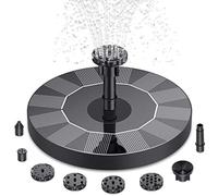 AISITIN Fontaine à eau solaire, pompe à eau circulaire améliorée pour bain d'oiseaux avec 6 buses flottantes pour petit étang, terrasse, jardin et aquarium