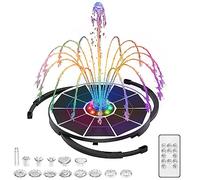 AISITIN Fontaine solaire à LED 5,5 W pour extérieur, avec télécommande, LED colorée, avec batterie de 3000 mAh, 8 styles de fontaine, pompe à eau pour jardin, bain d'oiseaux, étang