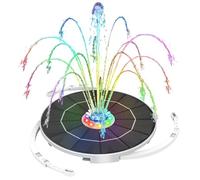 AISITIN Fontaine solaire LED 5,5 W avec barre de support réglable - Pompe de bassin colorée avec différentes buses - Pompe à eau avec batterie pour bassin de jardin, bain d'oiseaux, jeu d'eau DIY