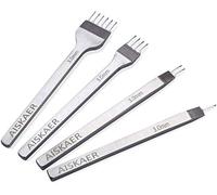 Aiskaer Ensemble de poinçons à coudre pour cuir, outils de burin diamant, 3 mm en acier blanc 1/2/4/6 dents pour artisanat du cuir