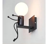 Aiskdan Applique Murale Pour Enfants Lron Man Styling, Lampe de Murale Vintage, E27 Applique Murale Noire, Métal Aplique Intérieur Murale, Appliques Pour Chambre, Escalier, Salon