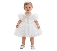 Aislor Bébé Concours Beauté Bal Fin D'Études Robe Tutu Papillon pour Petite Fille Tenue pour Une Séance De Photos Robe Fête avec Baskets Mariage Blanc 3-4 Ans