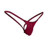 Aislor Caleçon Homme Micro String Ficelle Transparente Silps Jockstrap Bikini G-String Culotte Brief Mini Bulge Pouch Thong Underwear Fesse Ouverte Vin Rouge XL