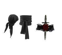 Aislor Costume Avec Épée Et Poignard Pirate Avec Ruban Dentelle Sangle 4 pièces Bronze Noir Taille unique