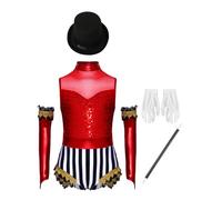 Aislor Costume De Cirque Scène Pour Enfant Fille Baguette Magique Chapeau Gants Costume De Magicien Événements Théâtraux Représentation Sur Scène Rouge 7-8 ans