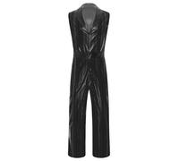 Aislor Costumes Smoking Mariage Homme Métallique Body À Carreaux Brillant Veste Combinaison Disco Halloween Carnivals Jumpsuit Noir 3XL
