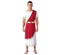 Aislor Deguisement Romain Gladiateur Homme Deguisement Egyptien Antique Spartiate Adulte Costume Empereur Romain Homme Halloween Dieu Pharaon Cosplay Rouge XXL