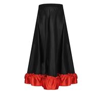 Aislor Enfant Fille Jupe Longue Ample Soirée Cérémonie Grande Taille Haute Casual Jupe Large Fluide Décontractée Trousers Droit élastique ZB Noir A 6 Ans