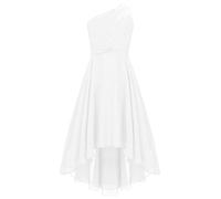 Aislor Enfant Fille Robe de Princesse Cocktail Une Épaule Strass Robes de Cérémonie Fete Carnaval Fille Robe de Demoiselle d'honneur Chic Ivoire 13-14 Ans