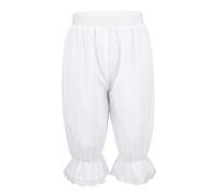 Aislor Enfant Filles Pantalon Victorien À Volants Citrouille Pantalons Renaissance Steampunk Pantalons Courts Shorts Bloomers Cosplay Costume Blanc 10 Ans