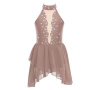 Aislor Enfant Robe Danse Latine Salsa Chacha Spectacle Ado Fille Ballerina Robe Ballet Danse Tango Samba Valse Jupe Tenue Costume Dancewear Z Marron 13-14 Ans