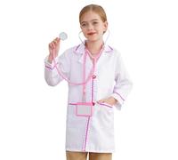 Aislor Ensemble Costume De Médecin Garçons Filles Enfants Blouse Blanc Avec Stéthoscope Docteur Laboratoire Halloween Dress Up Blanc 4-5 ans