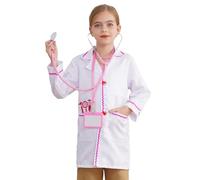 Aislor Ensemble Costume De Médecin Garçons Filles Enfants Blouse Blanc Avec Stéthoscope Docteur Laboratoire Halloween Dress Up Logo blanc 7-8 ans