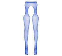 Aislor Femme Bas Résille Collants Taille Haute Pantyhose Bas Collants Sexy Bas Pour Porte-Jarretelles Trou Entrejambe Pyjama Bleu Taille unique