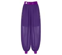 Aislor Femme Fendue Pantalons Danse du Ventre Côté Split Pantalon Arabe Princesse Pantalons de Costume Danse Orientale Performance