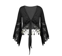 Aislor Femme Haut Danse Orientale à Paillettes Soutien-Gorge Danse de Ventre Chemisier Veste Tango Soirée Samba Carnaval Clubwear Performance Noir XXL
