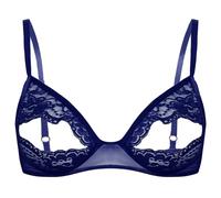 Aislor Femme Sexy Soutiens Gorge Push Up Ouverte Été Lingerie Plaisir Perspective Gilet sous-vêtement Bikini Lace Hot Open Bra Top Bustier S-5XL Bleu Marine 5XL