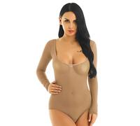 Aislor Femme Transparent Body String Manche Longue Sheer Chemisier Combinaison Taille Haute Chemise Ouvert Coupe Basse Nuisette Babydoll Sleepwear Chaire Taille unique