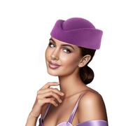 Aislor Femmes Chapeau Hôtesse de l'Air Coiffure Pour Dames Fascinator Lawliet Cocktail Fascinator Base Laine En Laine Violet Taille unique
