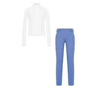 Aislor Fille Tenue Spectacle D'Équitation Chemise D'Équitation Manches Longues Pour Filles Tenue Pour Filles Ensemble Survêtement Ans Latino Blanc bleu violacé 9-10 ans