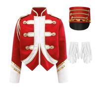 Aislor Garçon Costume De Fanfare Pour Batteur Équipements D'Uniforme Soldat Rouge 7-8 ans