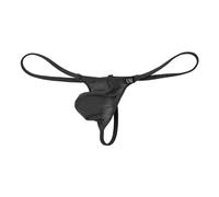 Aislor Homme Micro Mini String Thong Ficelle Caleçon Taille Basse Culotte T-Back Elastique Mini G-String Triangle Sangle Underwear T-Back Noir L