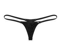 Aislor Homme Micro Mini String Thong Ficelle Caleçon Taille Basse Culotte T-Back Elastique Mini G-String Triangle Sangle Underwear Noir L