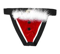 Aislor Hommes Santa Jockstrap Noël G String Tanga Slip en Velours Élastique Lingerie Taille Basse Fesse Ouvert sous-Vêtements Doux Briefs M-XXL Rouge XL
