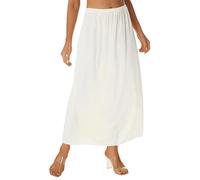 Aislor Jupon sous Robe Jupe Lingerie sous-vêtements Femme Jupon Invisible Longeur en Demi-Jupe Mi-Long Mini Jupe Longue Elastique 90cm Blanc Taille Unique