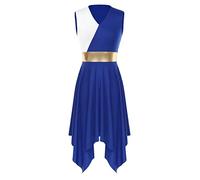 Aislor Justaucorps Gymnastique Femme Robe Danse Latine Tango Spectacle Ballet Robe Danse Lyrique Chacha Moderne Robes Bal Danse Contemporaine Dancewear Bleu XL