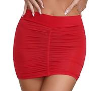Aislor Mini Jupe Femme Micro Jupe Moulante Hanche Dentelle Jupette Courte Bal Club Party Skirt Bodycon Lace Lingerie Seduction Nightclub Clubwear WA Rouge Taille Unique