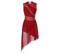 Aislor Robe Danse Contemporain Femme Justaucorps Patinage Artistique Compétition Robe Cours De Danse Latine Moderne Costume Performance Type C Rouge XXL