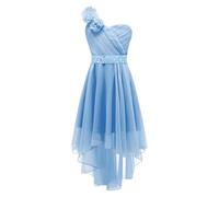 Aislor Robe de Demoiselle d'honneur Enfant Fille Robe de Princesse Fleurs Robe de Mariage sans Manches Ado Robe de Soirée Cocktail en Mousseline Bleu Ciel 5-6 Ans