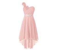 Aislor Robe de Demoiselle d'honneur Enfant Fille Robe de Princesse Fleurs Robe de Mariage sans Manches Ado Robe de Soirée Cocktail en Mousseline Rose 15-16 Ans