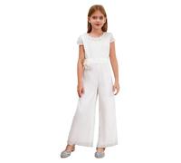 Aislor Robe Princesse Mariage Cérémonie Fille Robe Body Formelle Décontractée Soirée Cocktail Fête Enfant Ecole Combinaison Pantalon Casual Ivoire 11-12 Ans