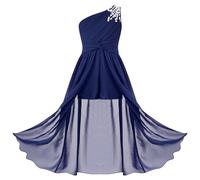 Aislor Robes Princesse Cérémonie Enfant Fille Robe de Soirée Baptême Paillettes Strass Robe de Mariage Fete Anniversaire sans Manches Y Strass Marine 10 Ans