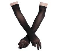 Aislor Unisexe Femme Longs Gants de Soirée Mariage Sans Coutures Gants Complets Transparentes Mesh Mitaines Collants Plaisir Bras Manchette Sheer Clubwear Noir Taille unique