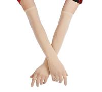 Aislor Unisexe Femme Longs Gants de Soirée Mariage Sans Coutures Gants Complets Transparentes Mesh Mitaines Collants Plaisir Bras Manchette Sheer Clubwear Nu Taille unique