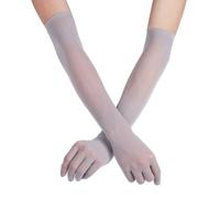 Aislor Unisexe Femme Longs Gants de Soirée Mariage Sans Coutures Gants Complets Transparentes Mesh Mitaines Collants Plaisir Bras Manchette Sheer Clubwear Gris Taille unique
