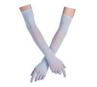 Aislor Unisexe Femme Longs Gants de Soirée Mariage Sans Coutures Gants Complets Transparentes Mesh Mitaines Collants Plaisir Bras Manchette Sheer Clubwear Bleu Taille unique