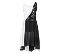 Aislor Vêtement Fille Danse Latin Jazz Salsa Sequins Robe de Danse Lyrique Justaucorps avec Culotte Gym Ballet Tenue Patinage Ya Sequins Noir 9-10 Ans