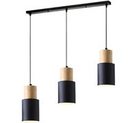 AISNXOQI 1 Pendentif Petit Lustre en Bois Couleur métal métal décoratif Droit e27 Bascule de Plafond à tête luminaire de Suspension réglable pour îlot de Cuisine