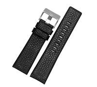 AISNXOQI Band de montre en cuir pour diesel DZ7395 DZ7370 DZ7257 DZ7430 Watch Band Watch Soft Cowhide Strap Rivet 24m 26 mm 28 mm pour les femmes (Couleur: Boucle noire-noir, taille: 27 mm)