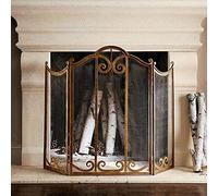 AISNXOQI Écran de cheminée fabriqué à la Main avec Finition Antique vieillie, volutes en Fer forgé, pour feu Ouvert/Feux à gaz/poêle à Bois à bûches